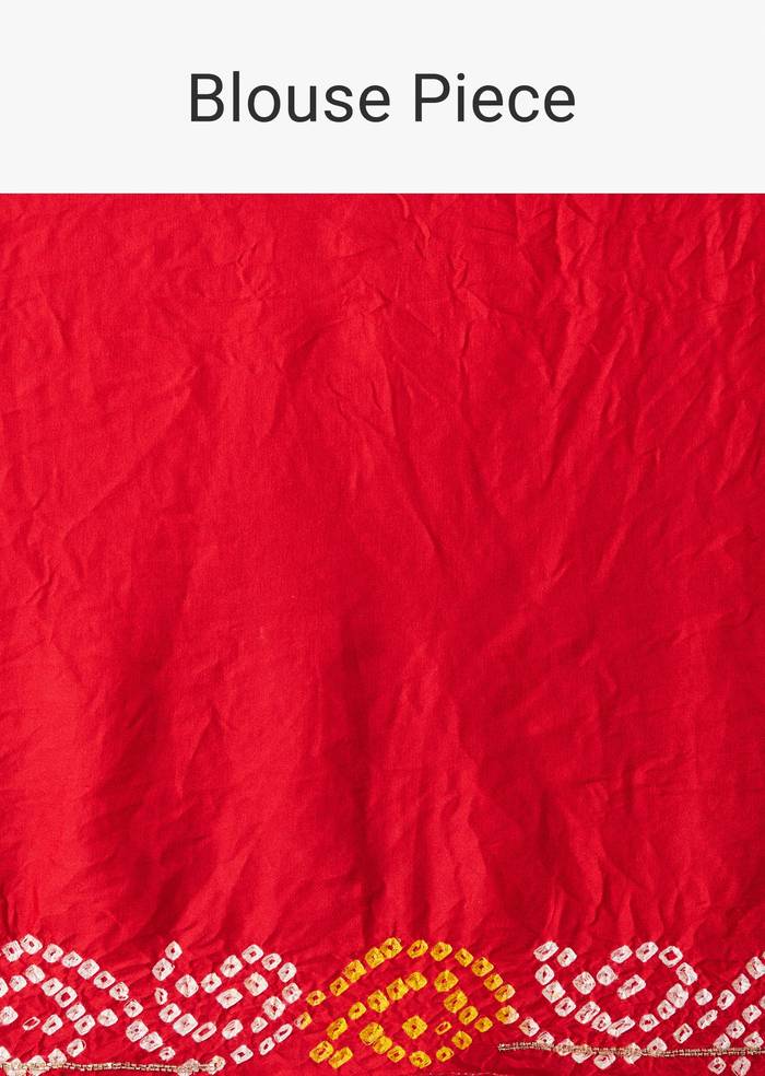 Red Bandhani Saree With Gota Work