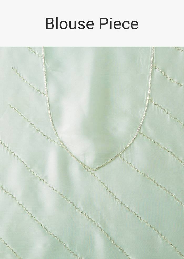 Powder Blue Organza Saree With Heavy Hand Embroidery