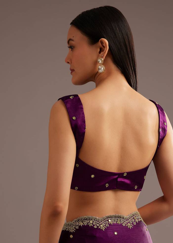 Chinon Satin Saree With Cutdana And Mirror Embellishment