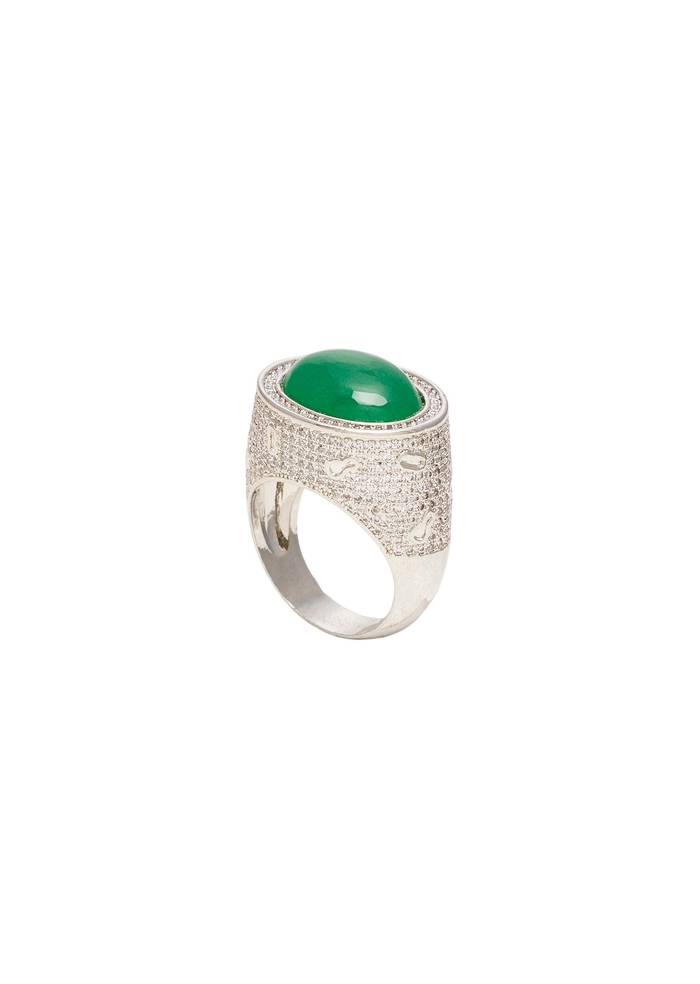 Emerald Green Cushion Statement Ring