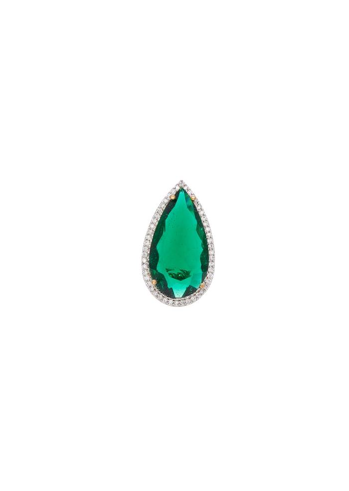 Emerald Teradrop Halo Ring