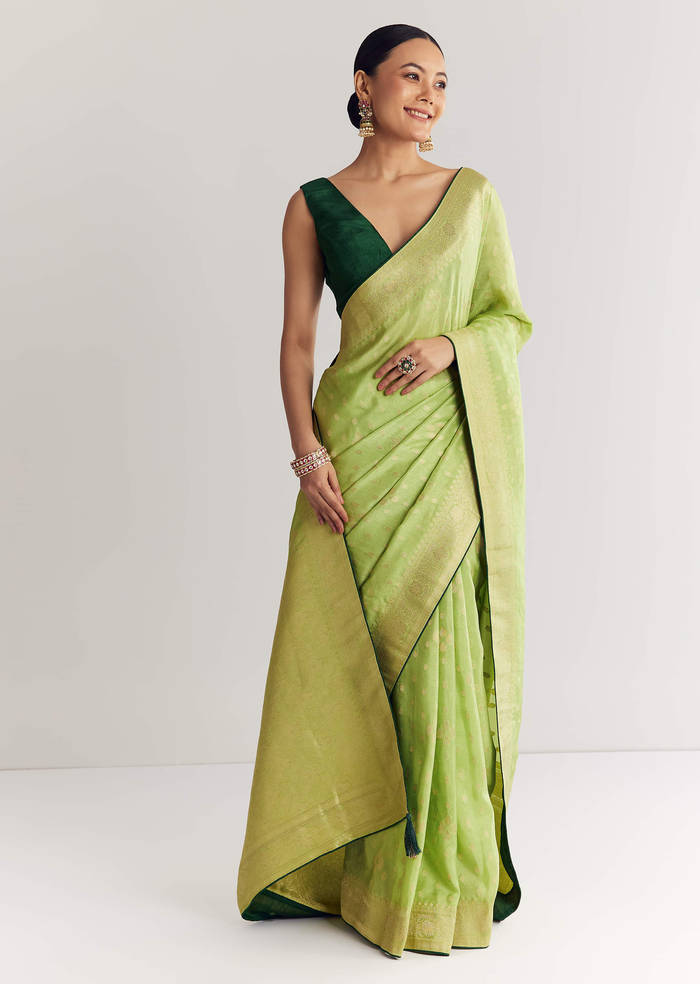 Green Butti Work Saree