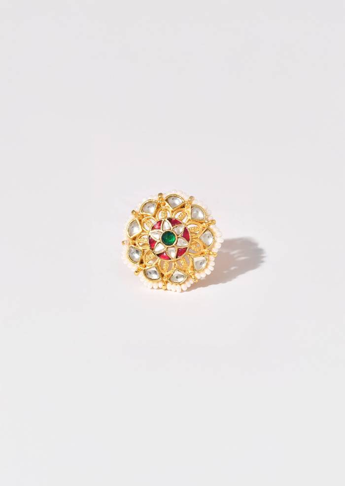 Multi Floral Motif Kundan Ring