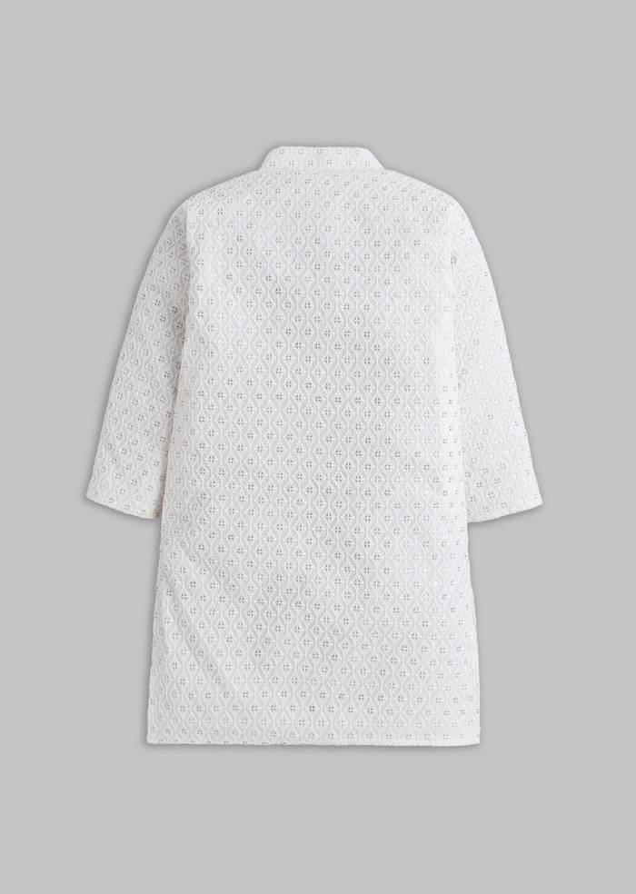 Off White Sequin And Thread Work Kurta Set