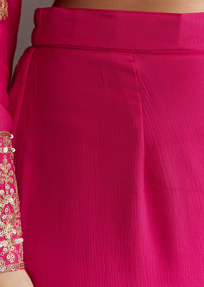 Pink Chinon Hand Embroidered Anarkali Suit With Dupatta