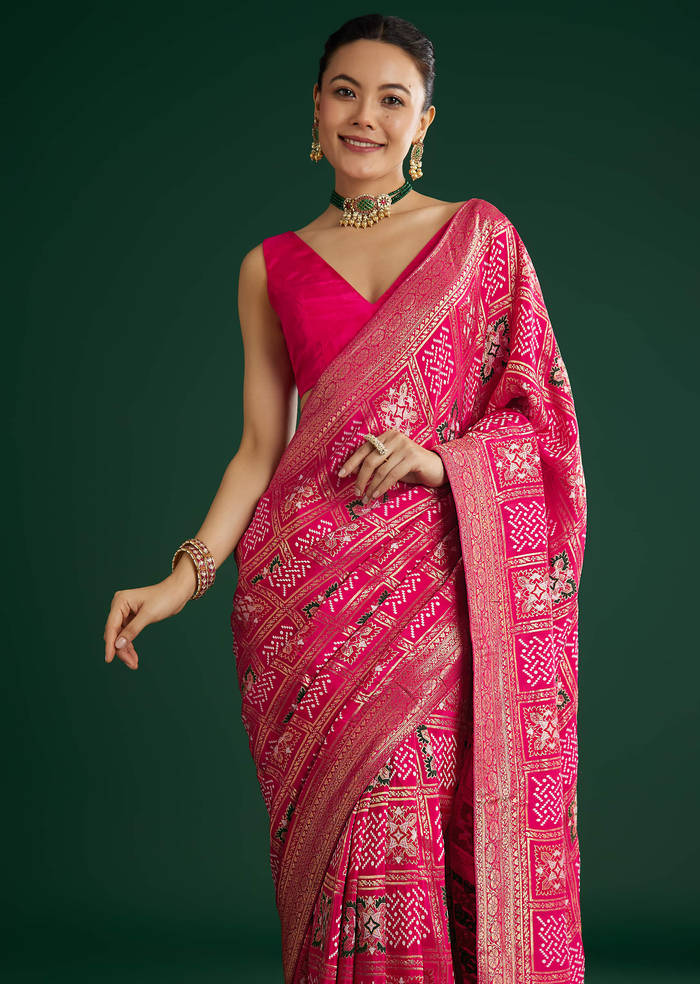 Pink Dola Silk Saree With Woven Patola
