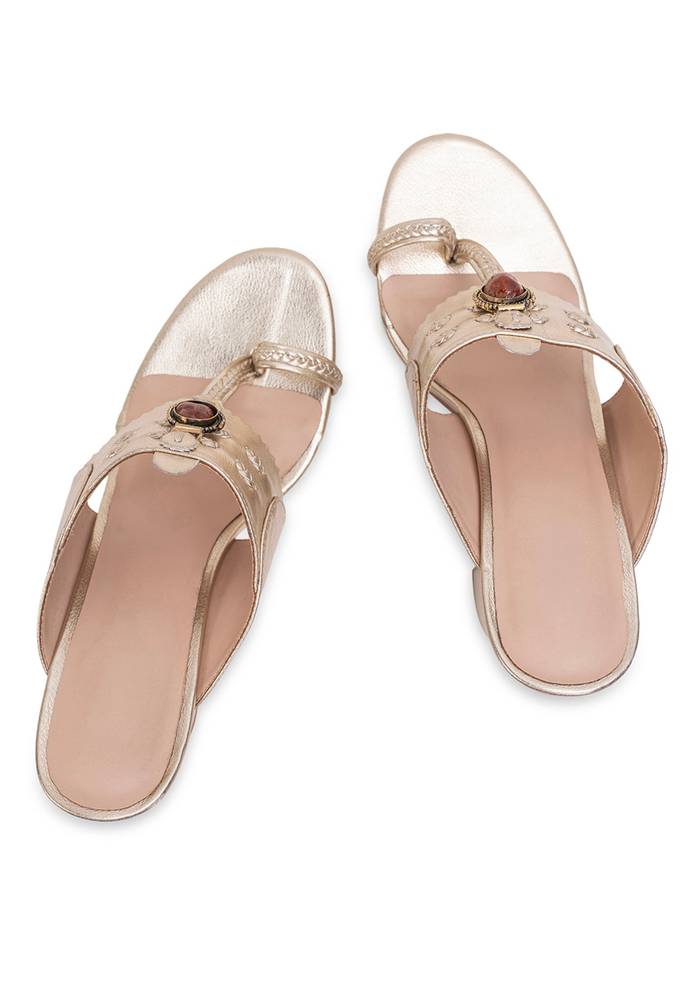 Pink Silver Festive Kolhapuri
