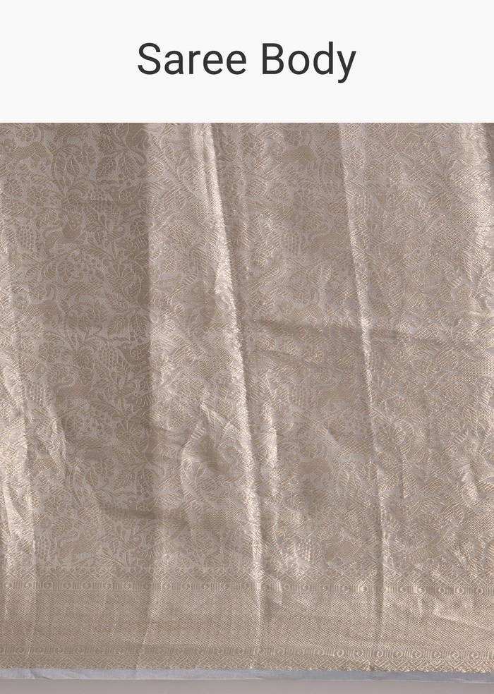 Powder Blue Chanderi Silk Woven Saree With Zari Embroidery