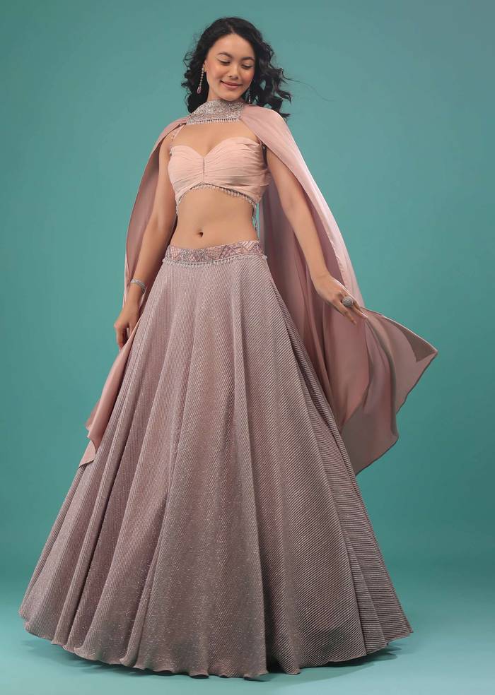 Violet Ice Purple Embroidered Lehenga Set In Shimmer Crush