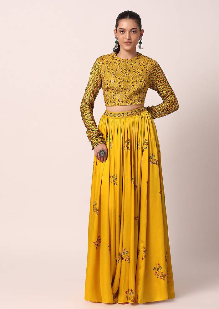 Yellow Printed Skirt Set