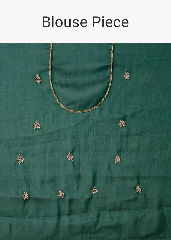 Green Organza Saree With Cutdana And Sequins Border