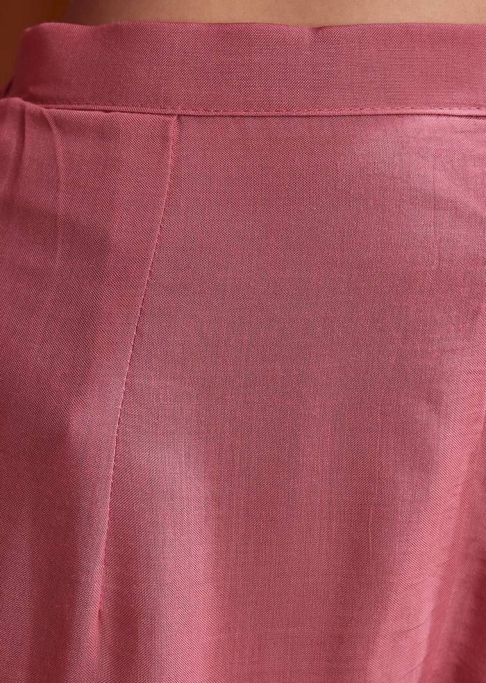 Pink Chinon Anarkali Suit With Moti And Stone Work