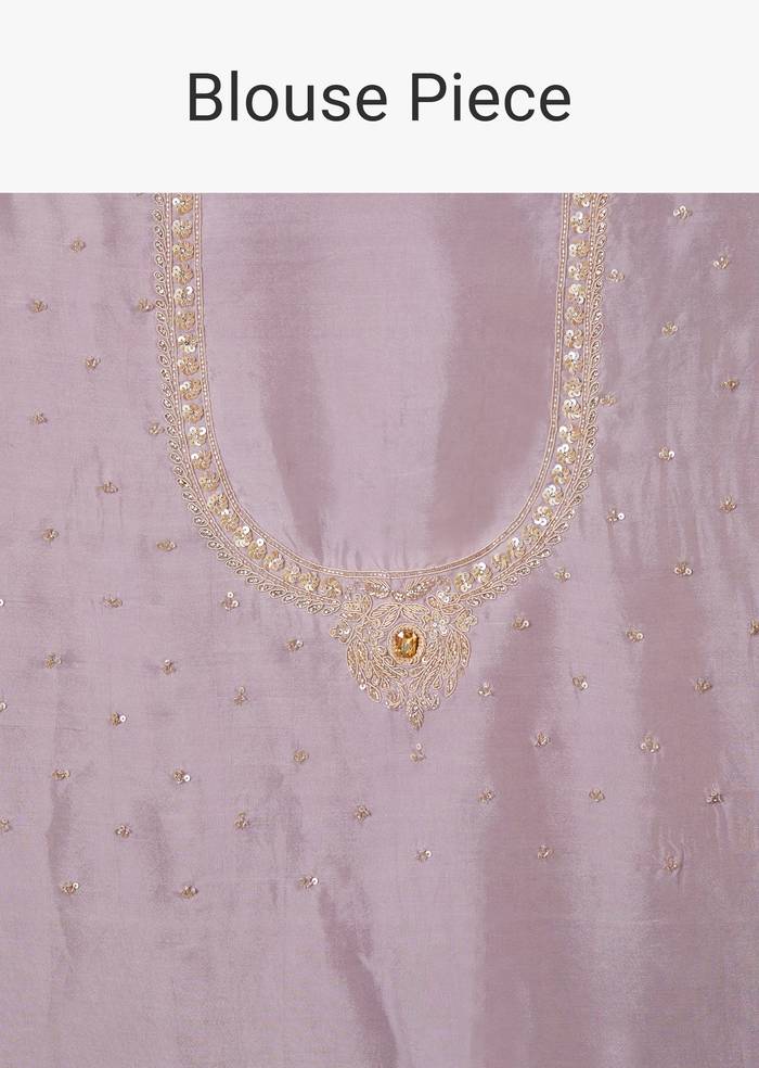 Lavender Satin Saree With Sequin And Bead Embroidery