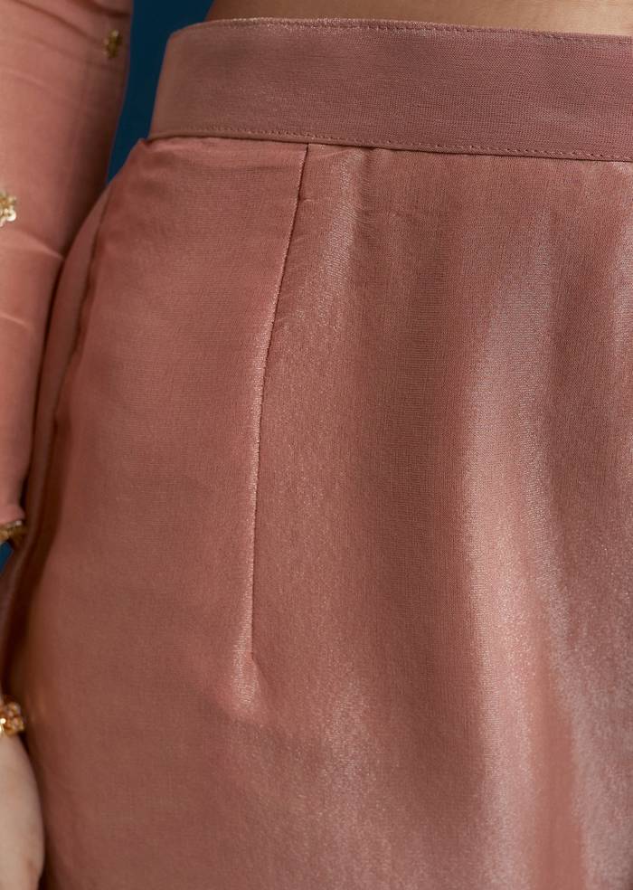 Rose Pink Grand Pairing – Tissue Anarkali With Zardozi Work For Her And Onion Pink Resham Embroidered Linen Kurta For Him