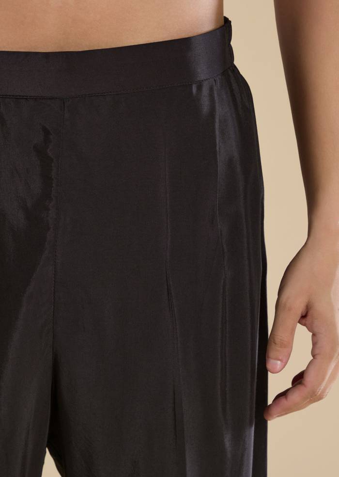 Black Contemporary Match – Stone Work Kurta Set For Her And Black Silk Kurta Set With Dupatta For Him