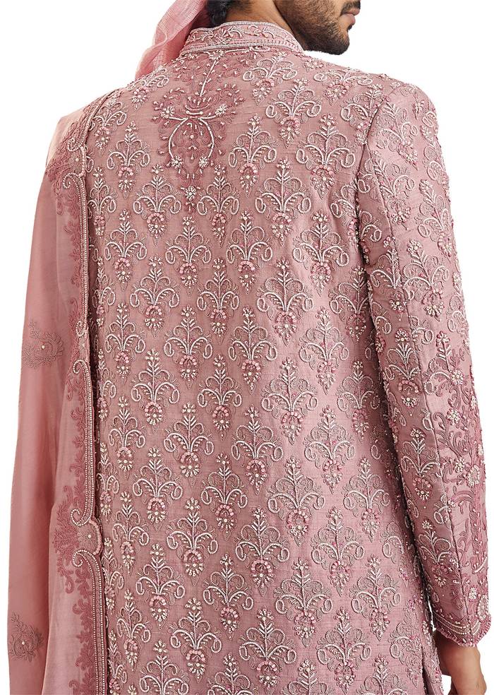 Blush Pink Romance — Bridal Lehenga For Her And Sherwani For Him