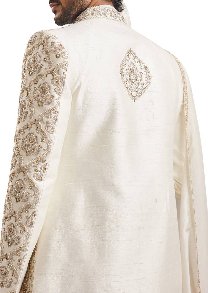 Off-White Royal Elegance — Bridal Lehenga For Her And Sherwani For Him