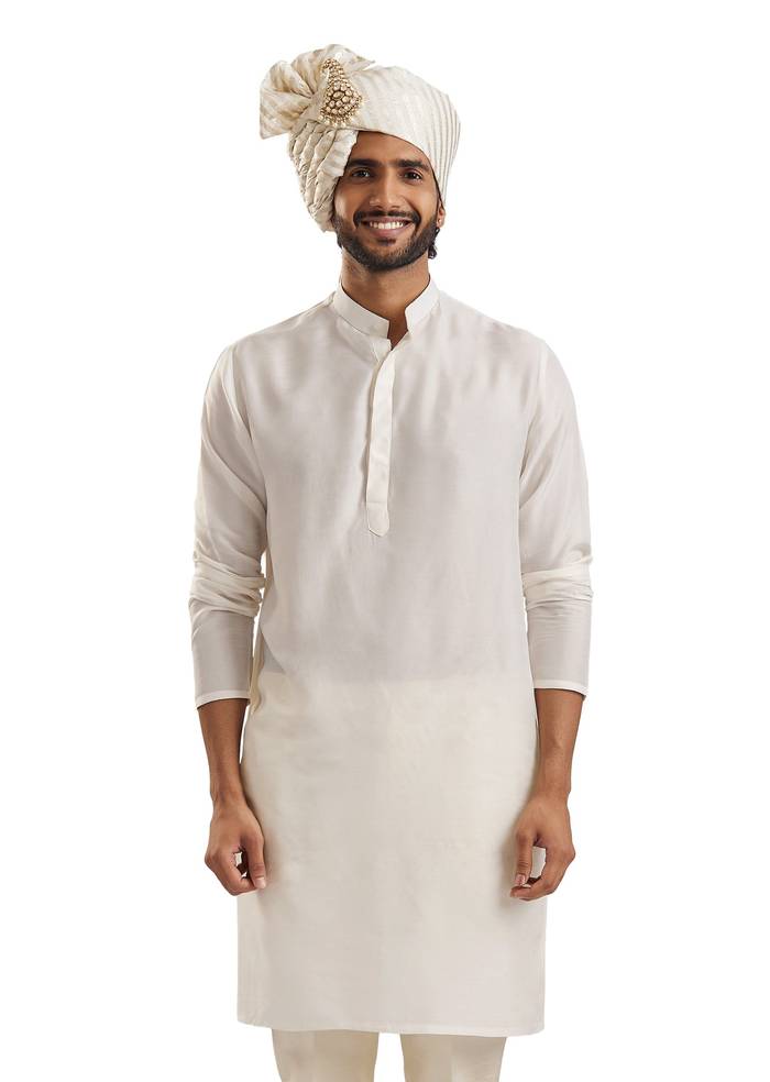 Off-White Royal Elegance — Bridal Lehenga For Her And Sherwani For Him