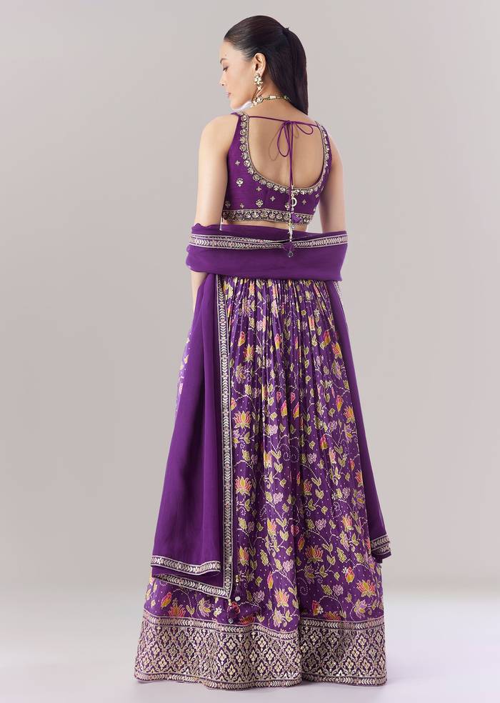 Purple Floral Printed Lehenga