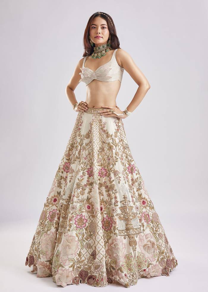 Off-White Royal Elegance — Bridal Lehenga For Her And Sherwani For Him