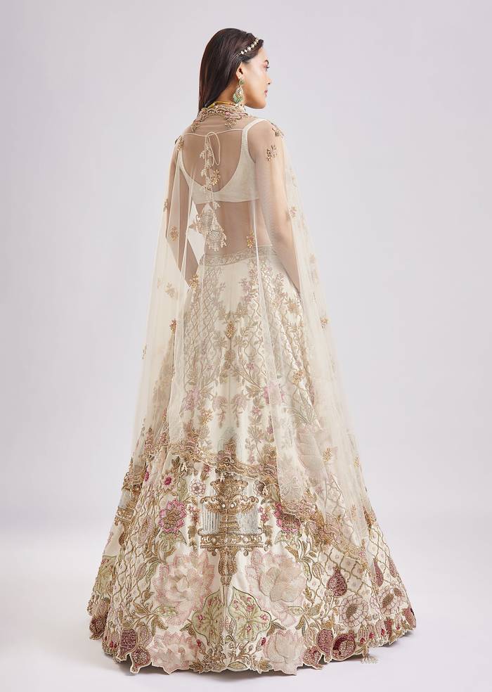 Off-White Royal Elegance — Bridal Lehenga For Her And Sherwani For Him