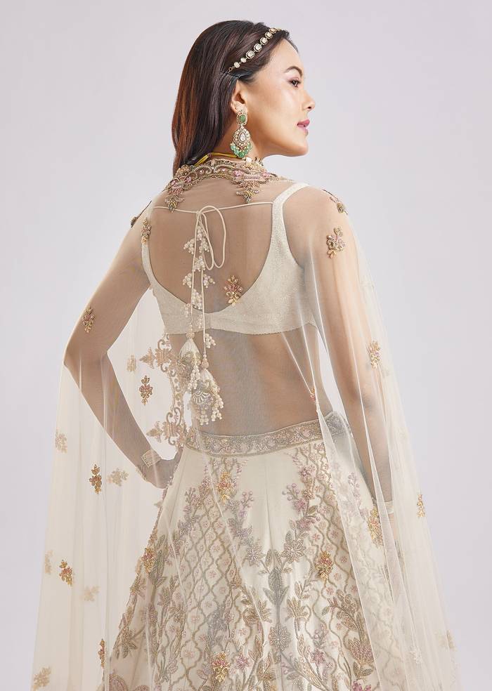 Off-White Royal Elegance — Bridal Lehenga For Her And Sherwani For Him