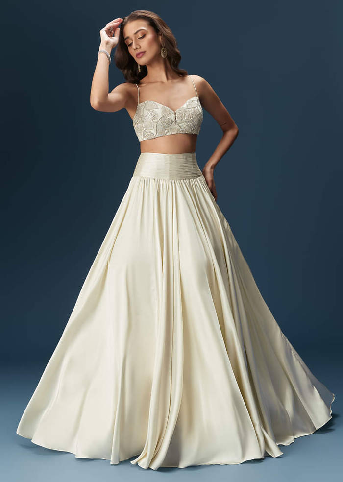 White Lehenga With Embroidered Jacket