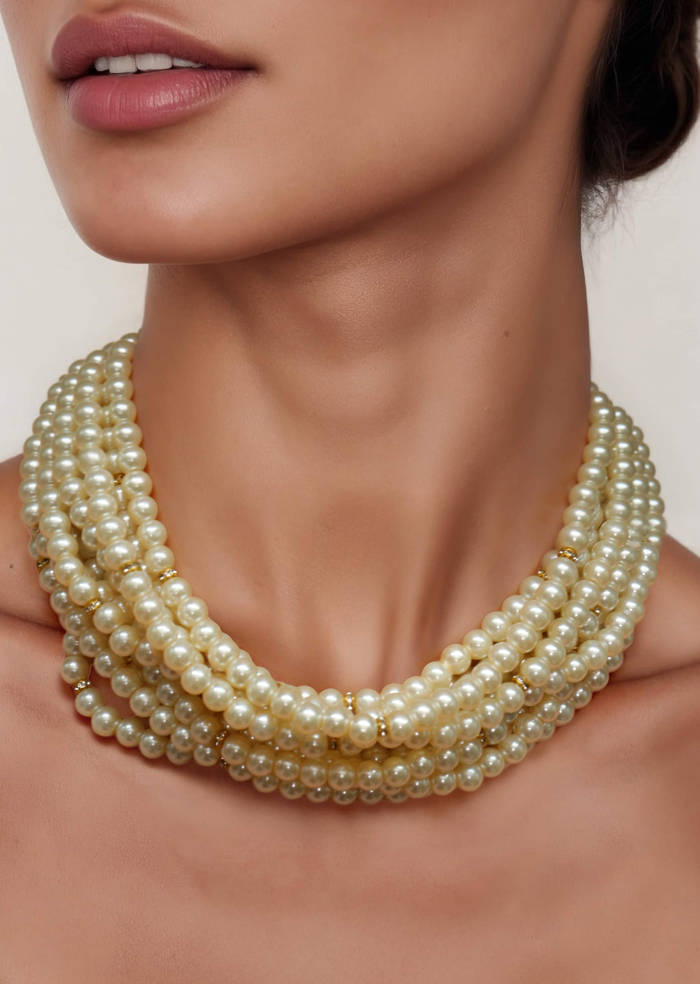 White Layered Pearl Necklace