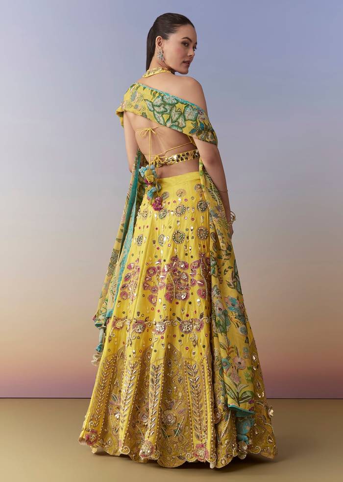 Yellow Printed Bridesmaid Lehenga Set