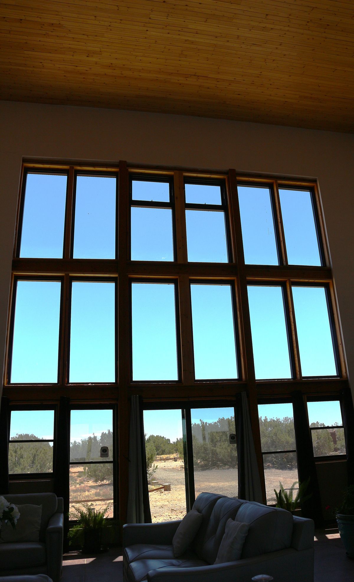 30ft High Window Wall w Cedar Ceiling