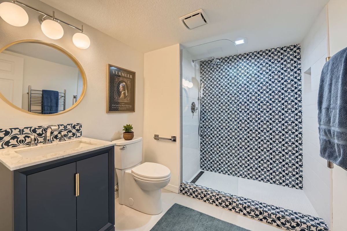 Bathroom adjacent to downstairs bedroom