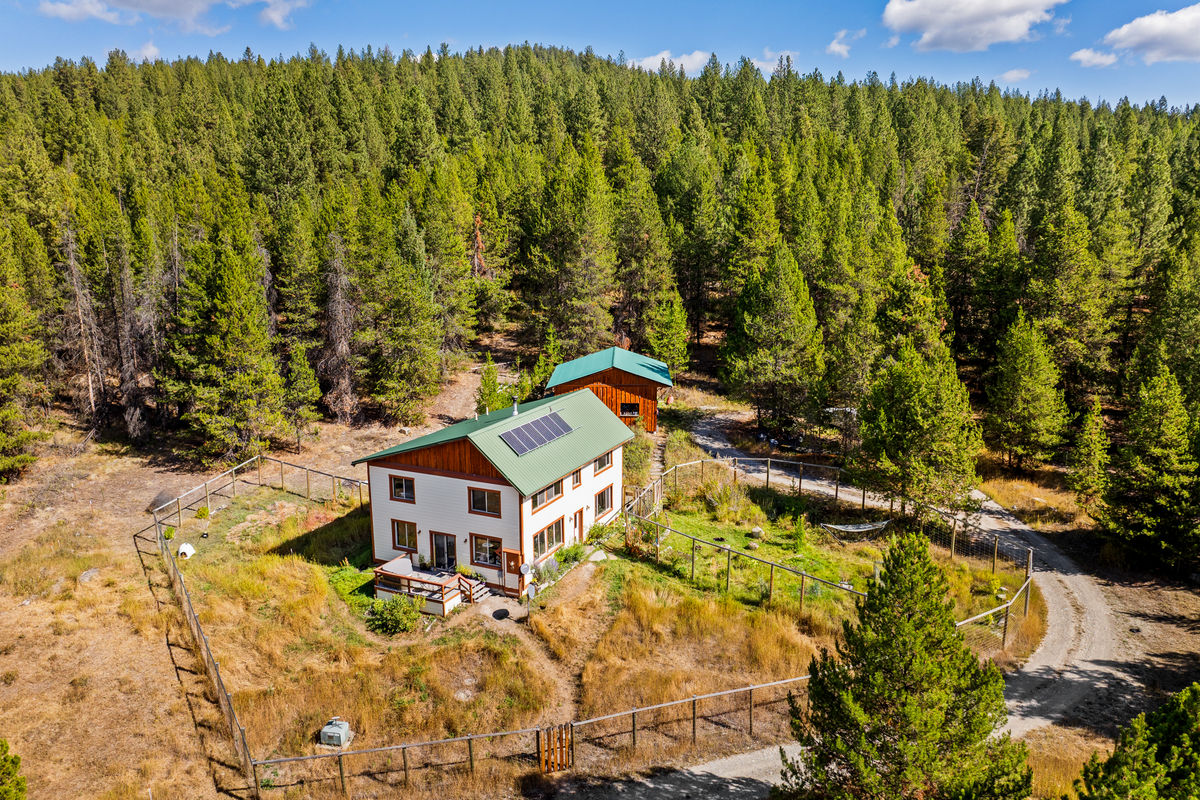 Aerial shot showing forested acreage.  No zoning or covenants.
