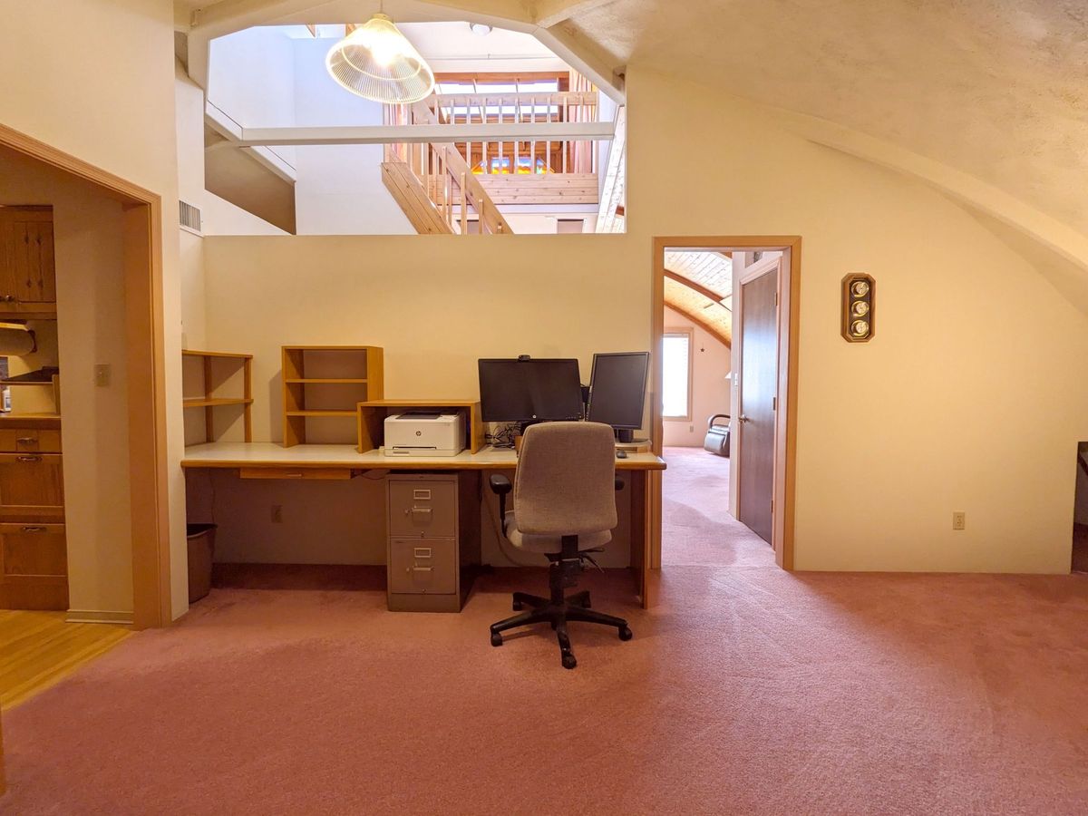 Study/Office with view of hot tub in cupola