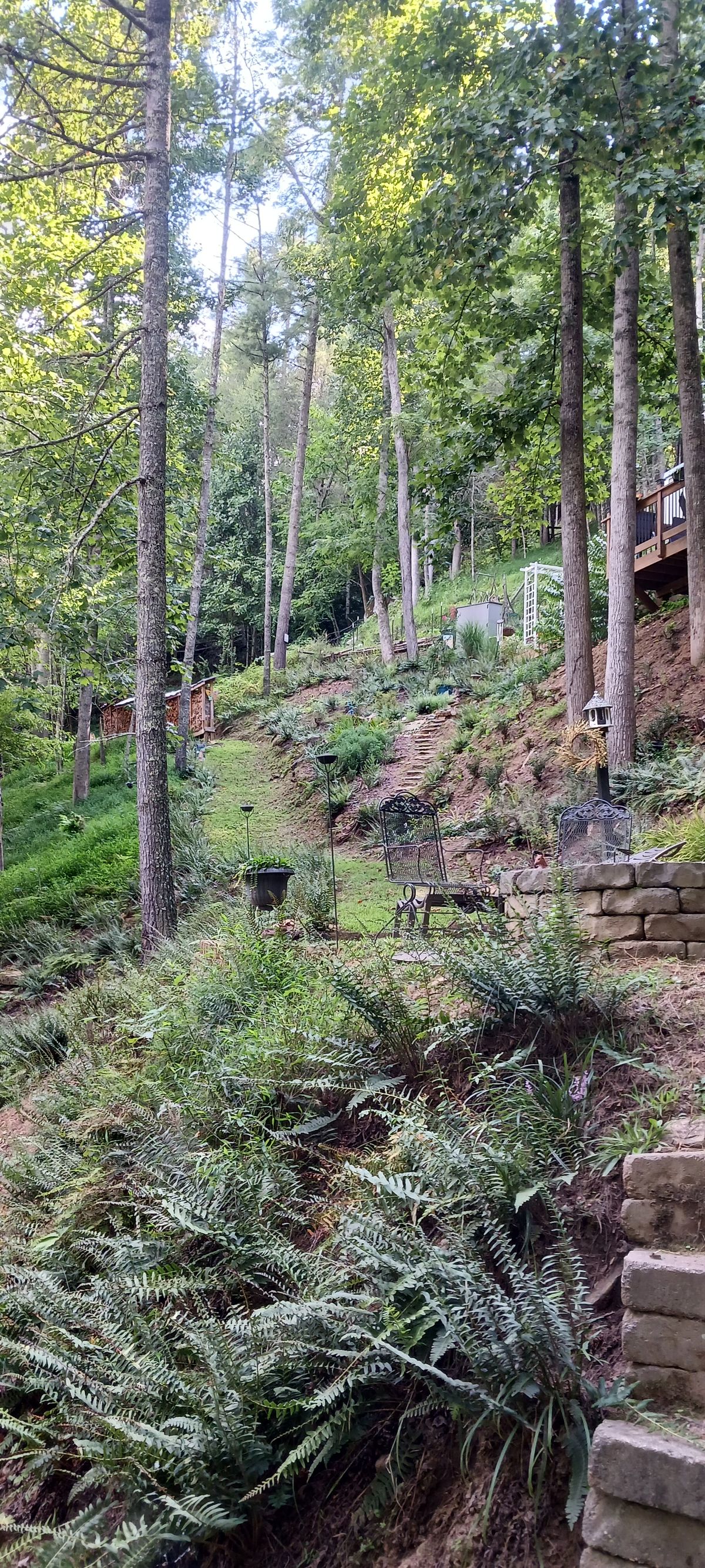 Fire pit sitting area on slate stone