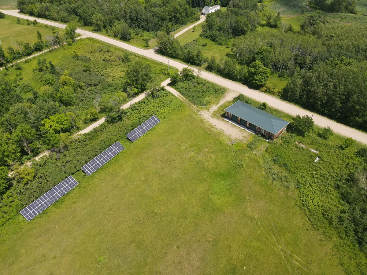 Ground mounted 44KW solar array near Rusty Shed