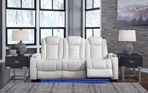 Party Time Power Reclining White Sofa Atlantic Bedding Furniture