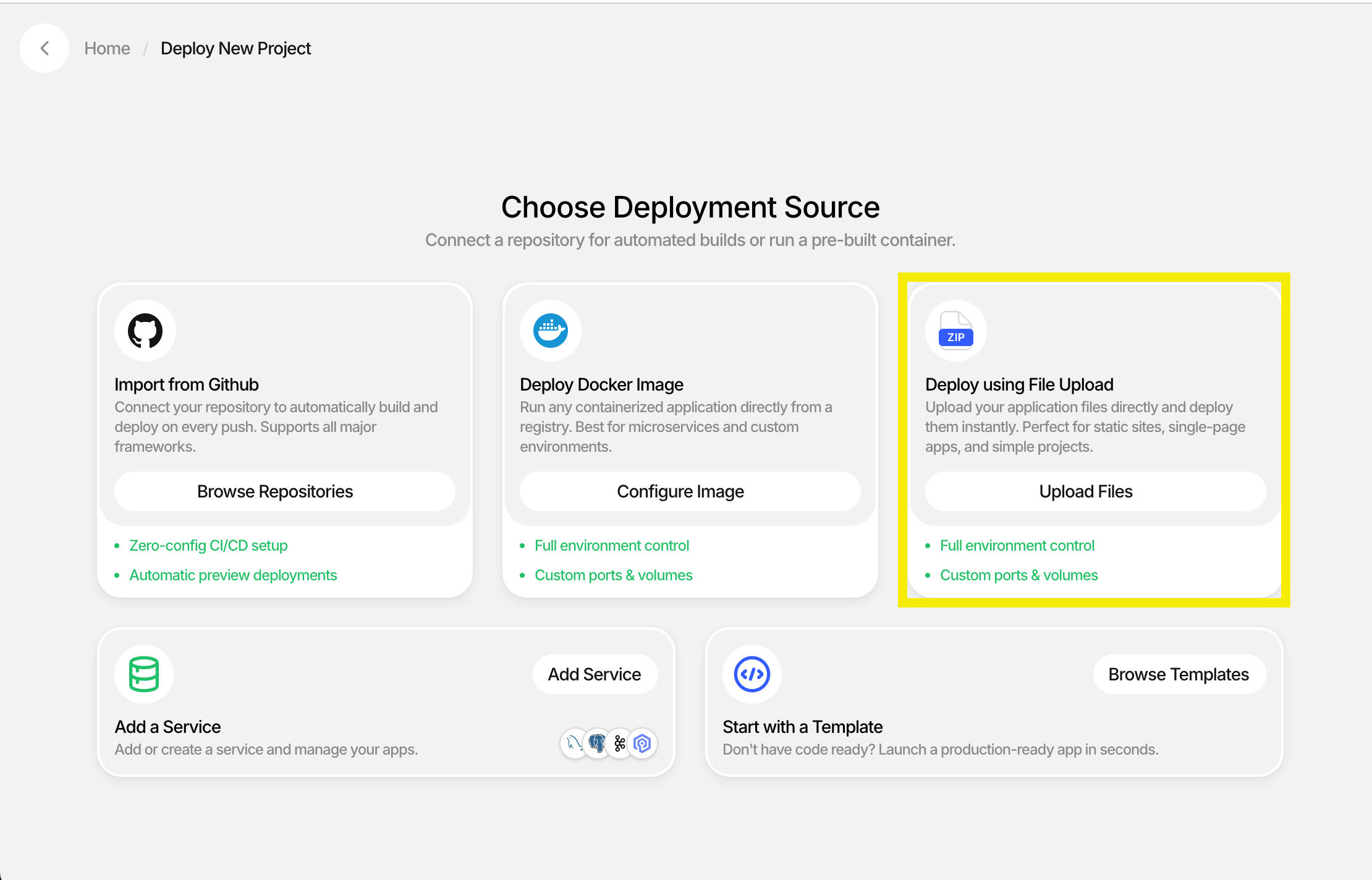 CreateOS deploy using file upload