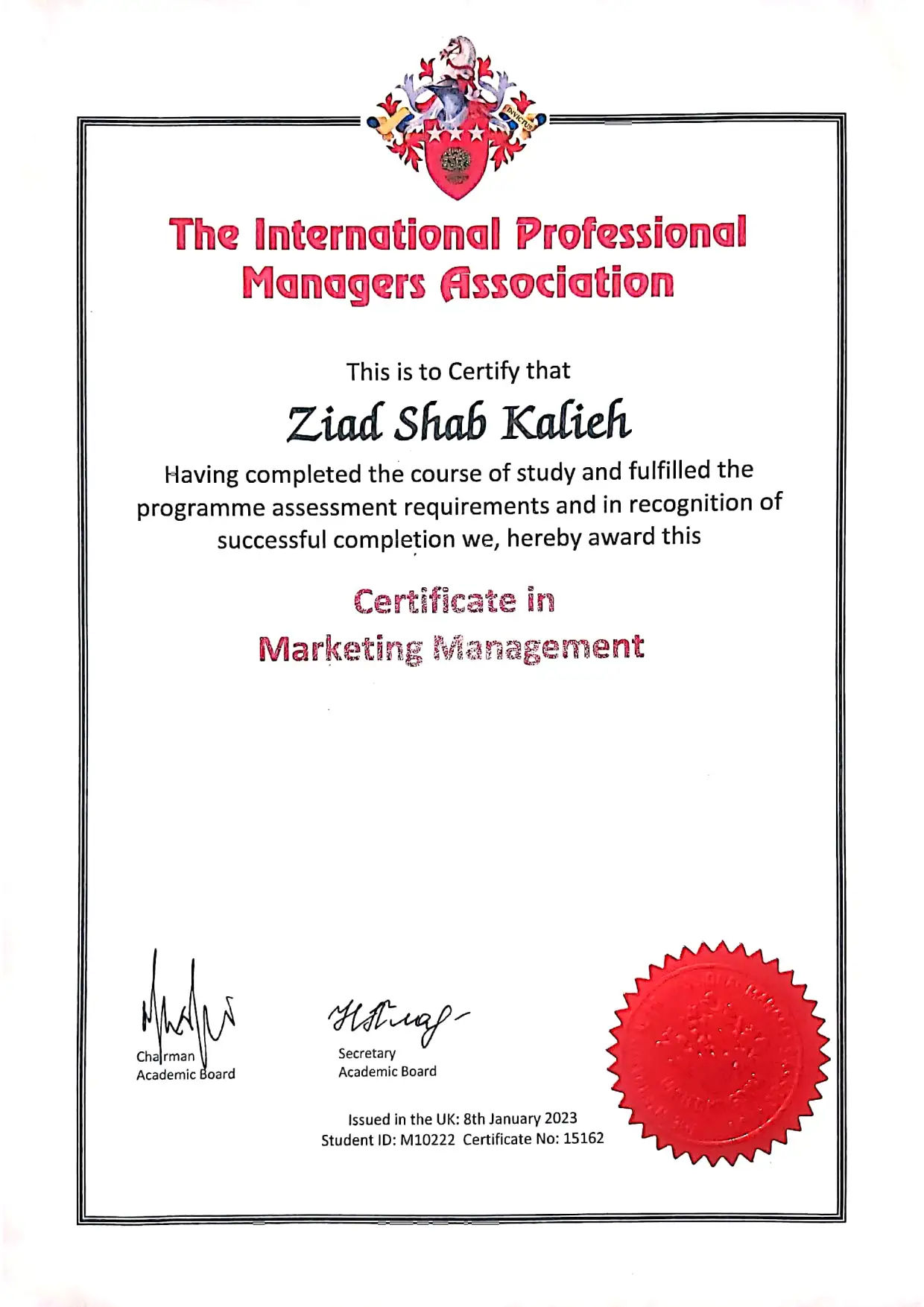 Marketing Management Certificate
