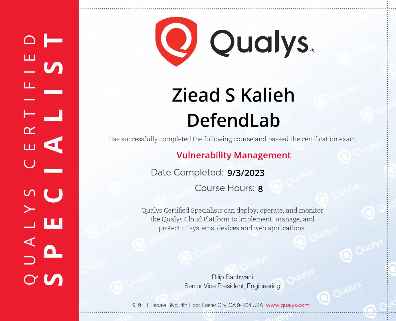Vulnerability Management Certificate