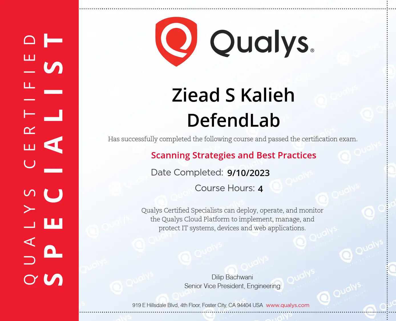 Qualys Scanning Strategies and Best Practices Certificate