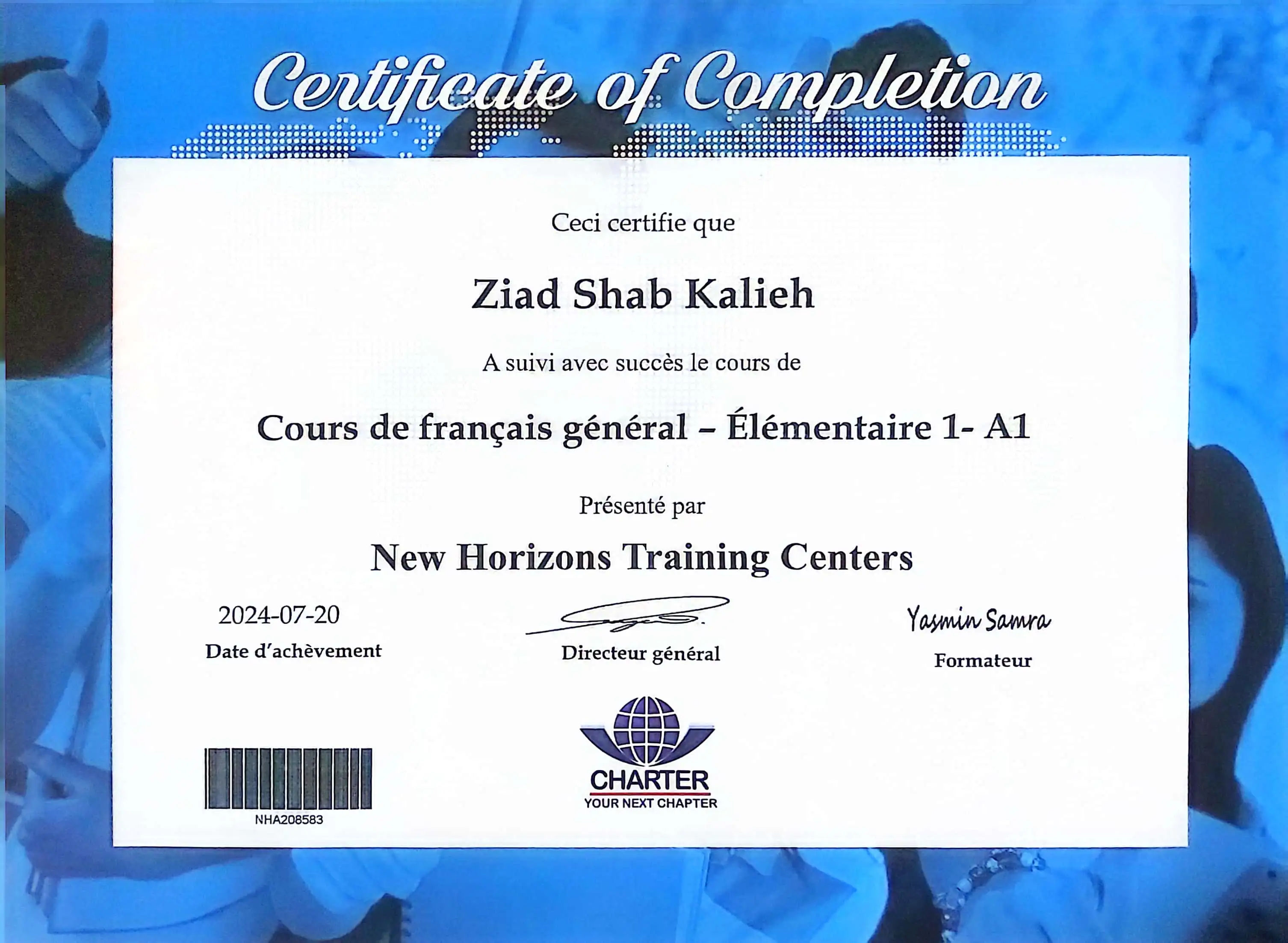 French Language Program A1 Certificate