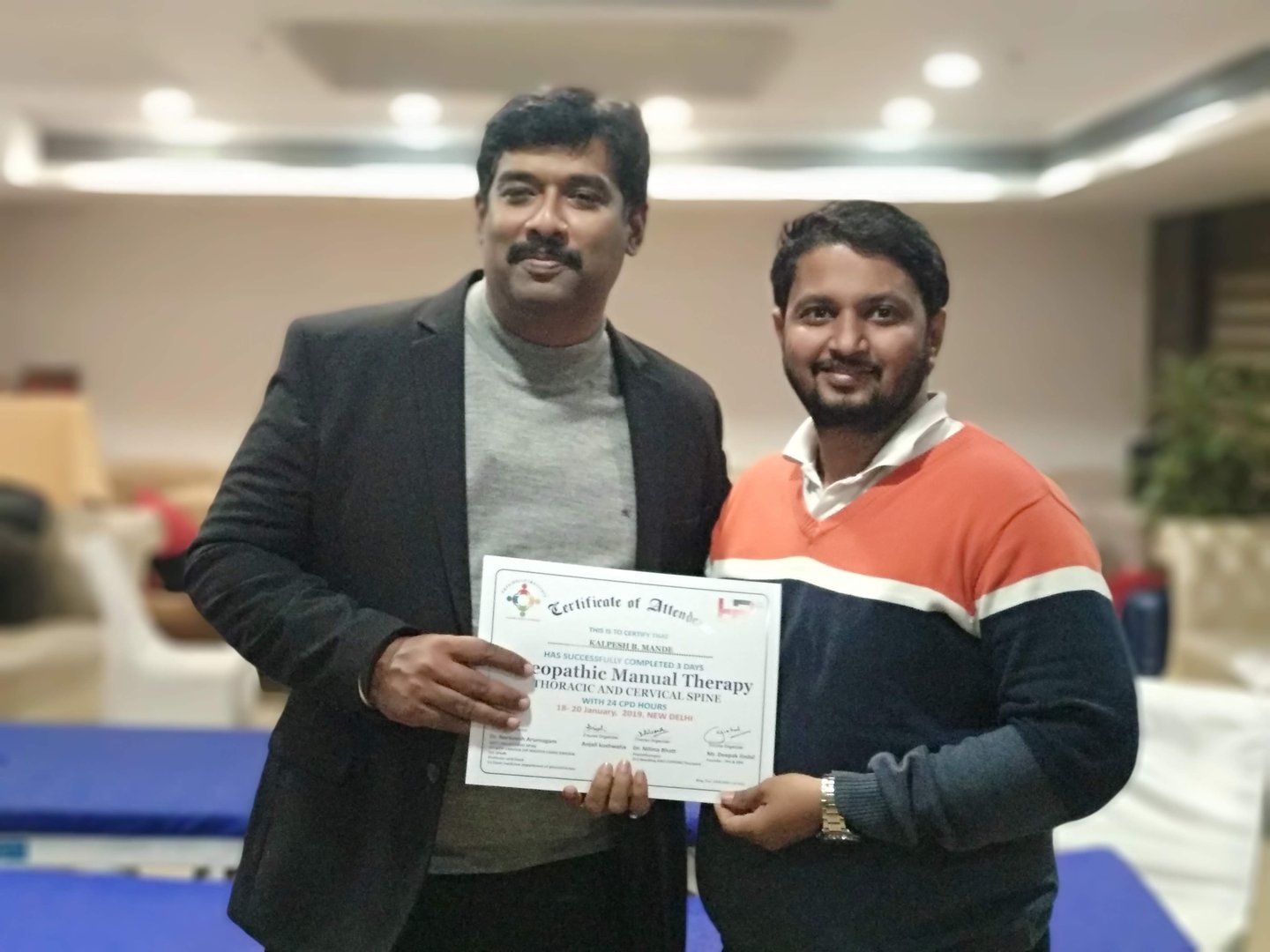 Dr. Narkeesh Arumugam certifying Dr. Kalpesh Mande for Cranial Osteopathy Dr. Narkeesh Arumugam certifying Dr. Kalpesh Mande for Cranial Osteopathy
