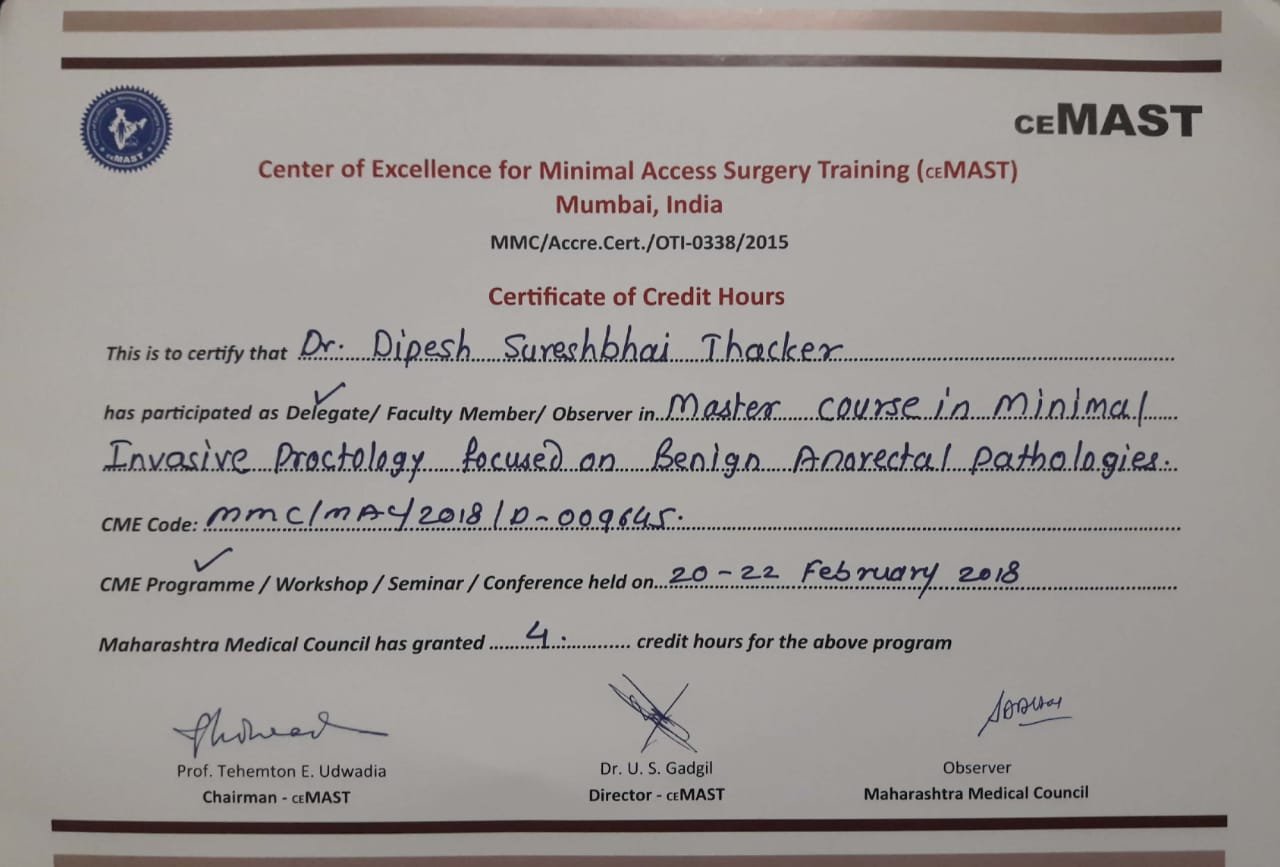 Dr. Dipesh received the certificate of Credit Hours