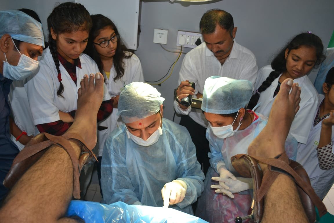 Dr. Dipesh performing surgery on a patient with Ano Rectal condition at Ano Rectal Operative Mega Camp Dr. Dipesh performing surgery on a patient with Ano Rectal condition at Ano Rectal Operative Mega Camp