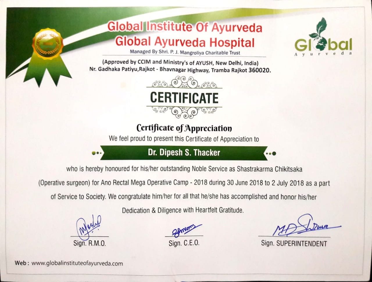 Dr. Dipesh was honored for his notable service as a Shastrakarma Chikitsaka Dr. Dipesh was honored for his notable service as a Shastrakarma Chikitsaka