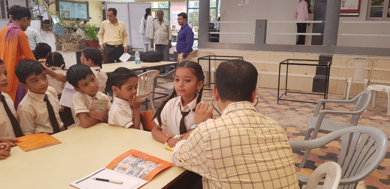 Dr. Dipesh at the Health Check-up Camp in Sanskar School, Bhuj