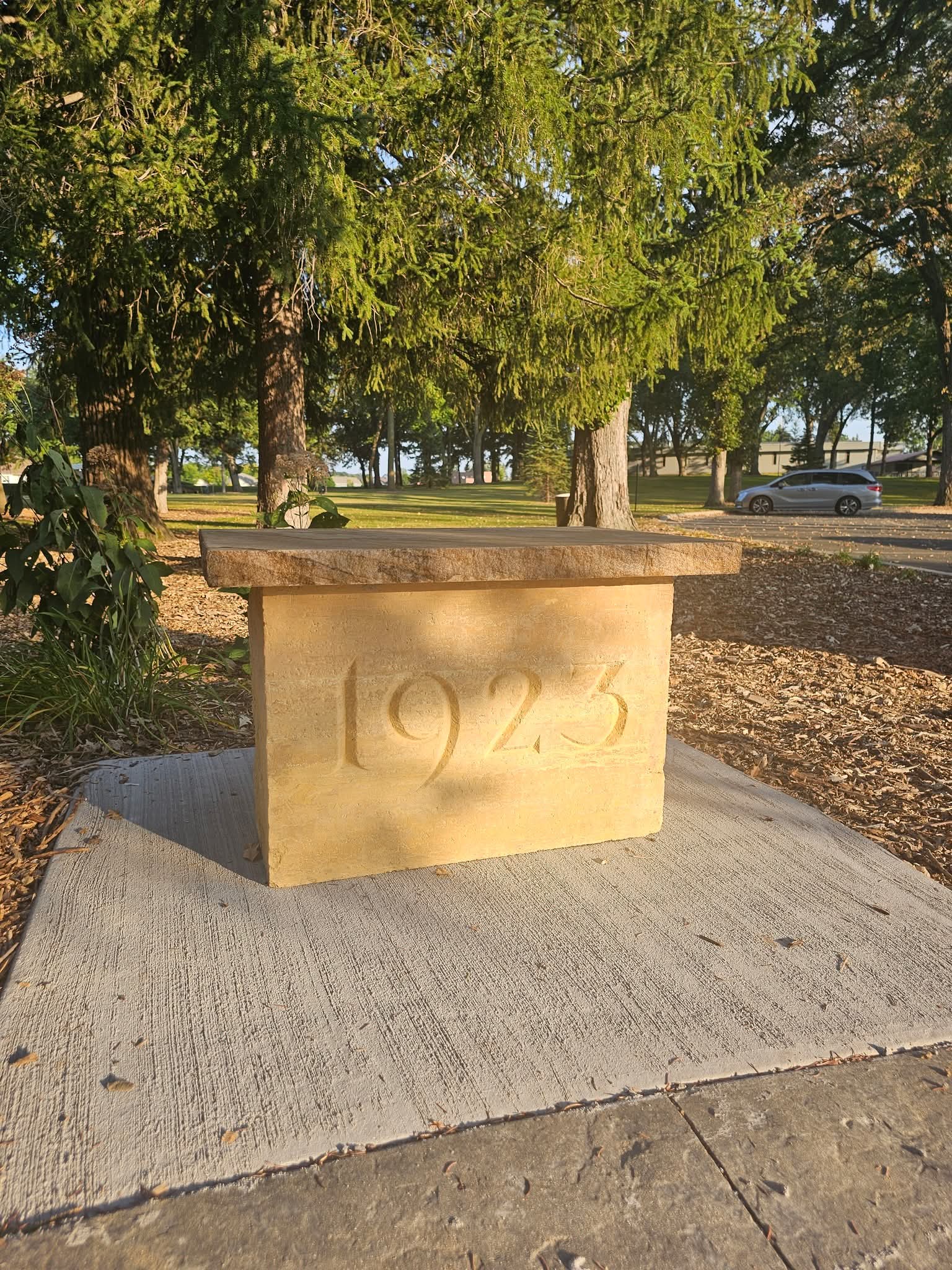 Historical Cornerstone Bench Installation at Memorial Park | NS Landscapes