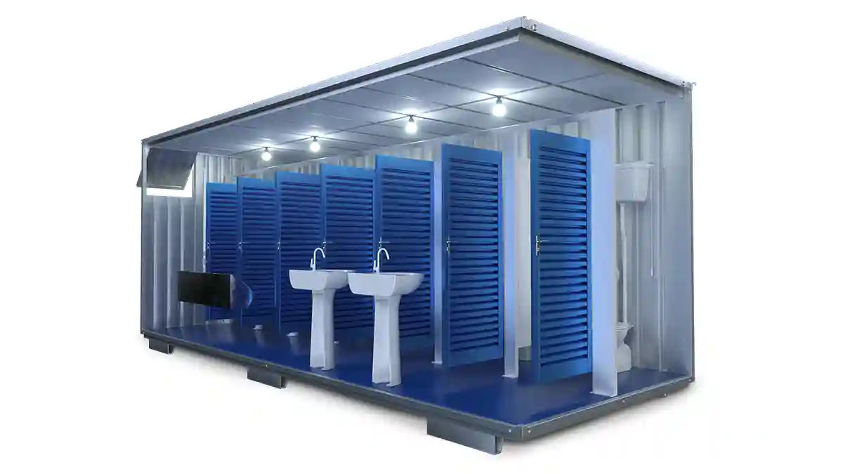 imagem 3d de banheiro em container