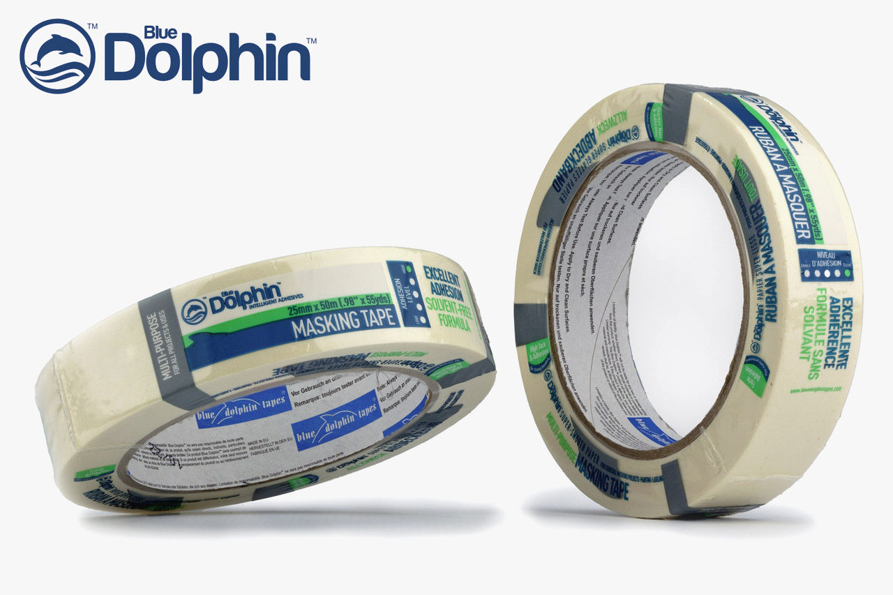 Малярная лента Blue Dolphin 25мм х 50м, маскирующая, для покраски и защиты поверхностей