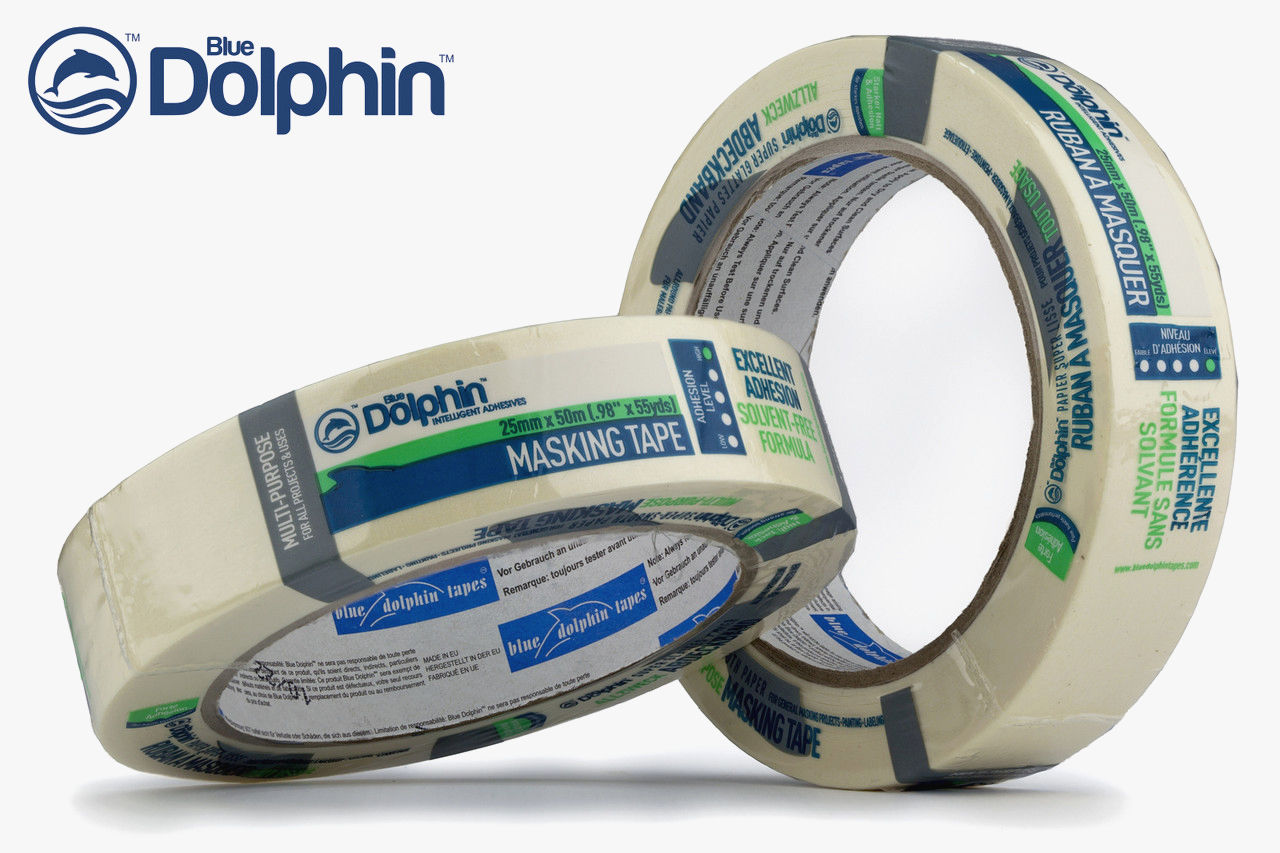 Малярная лента Blue Dolphin 25мм х 50м, маскирующая, для покраски и защиты поверхностей